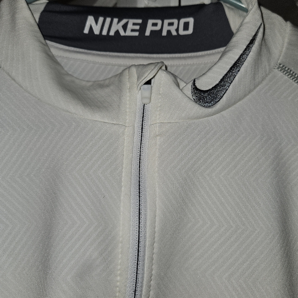 White Nike Pro Dry fit long sleeve shirt